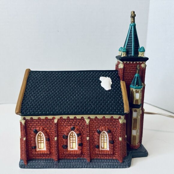 Dickens Village Collectible Porcelain Church Lighted Original Box Tested - Picture 10 of 14